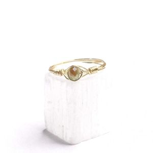 Bohemian Handmade Gold Teal Wire Wrapped Ring